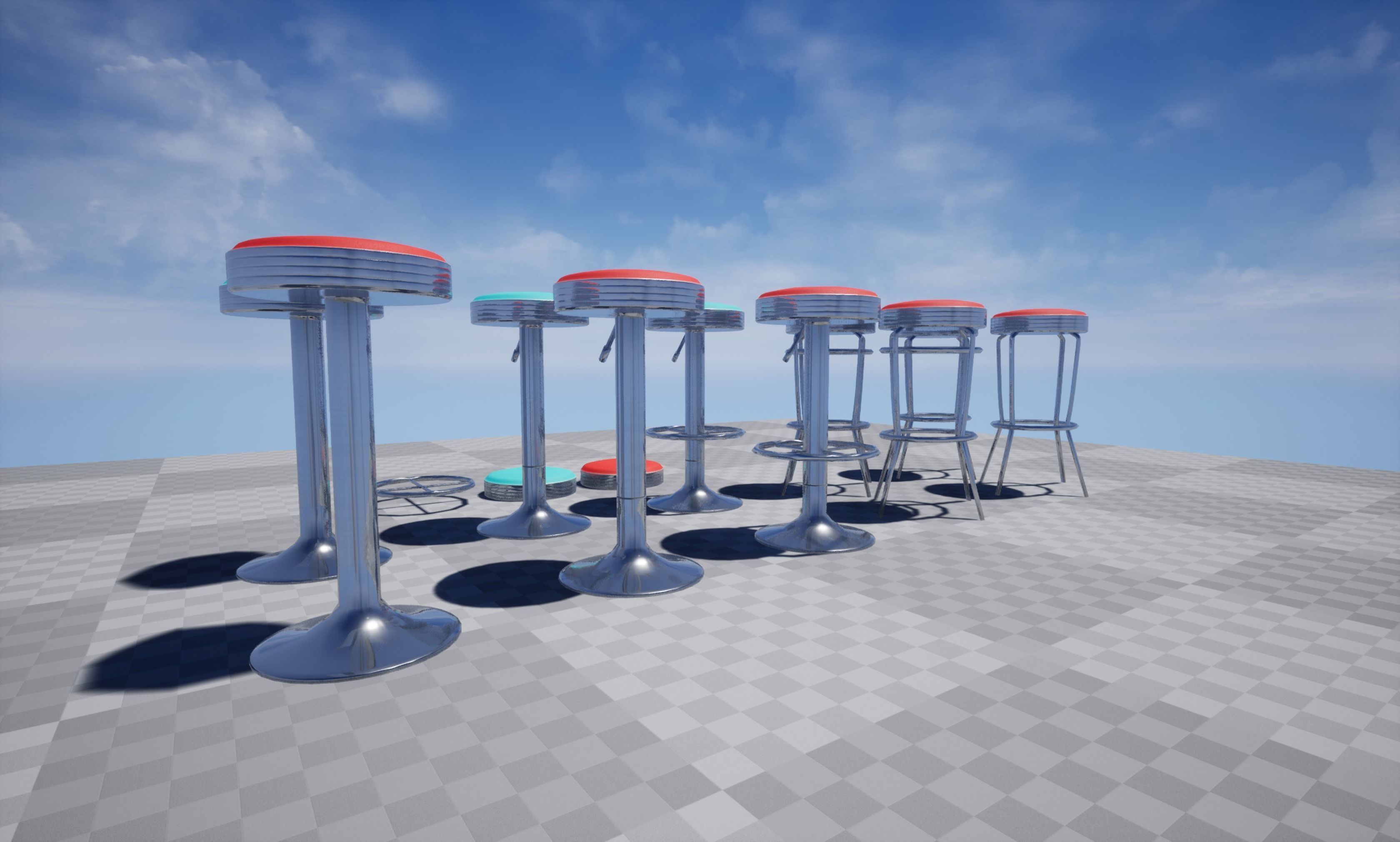 Diner Stools Pack JFG V3 - REV2 Low-poly 3D model_57