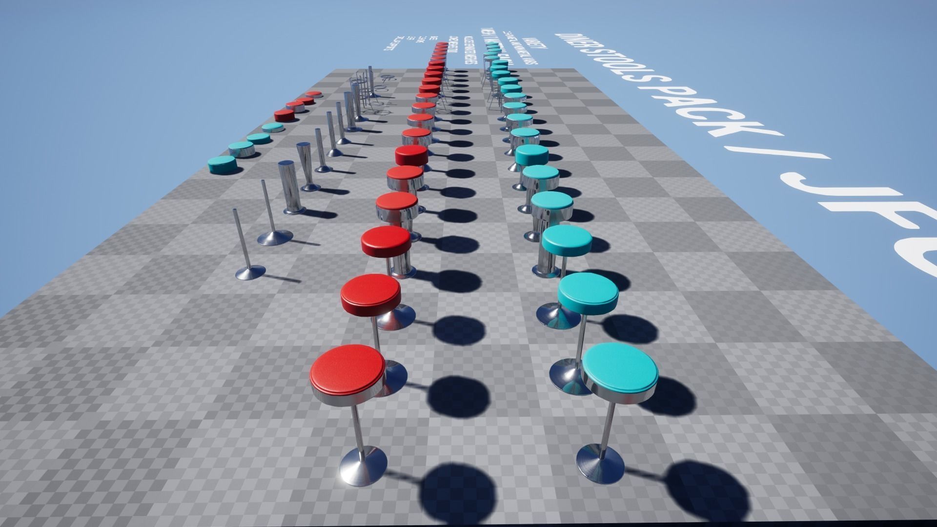 Diner Stools Pack JFG V3 - REV2 Low-poly 3D model_20