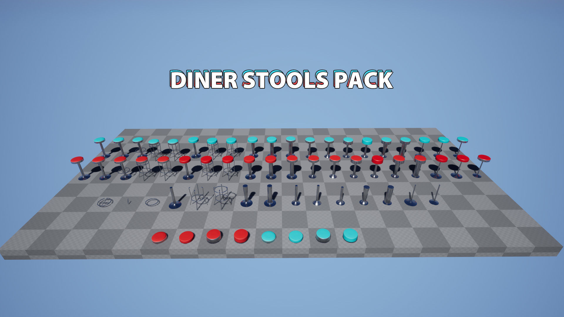 Diner Stools Pack JFG V3 - REV2 Low-poly 3D model_4