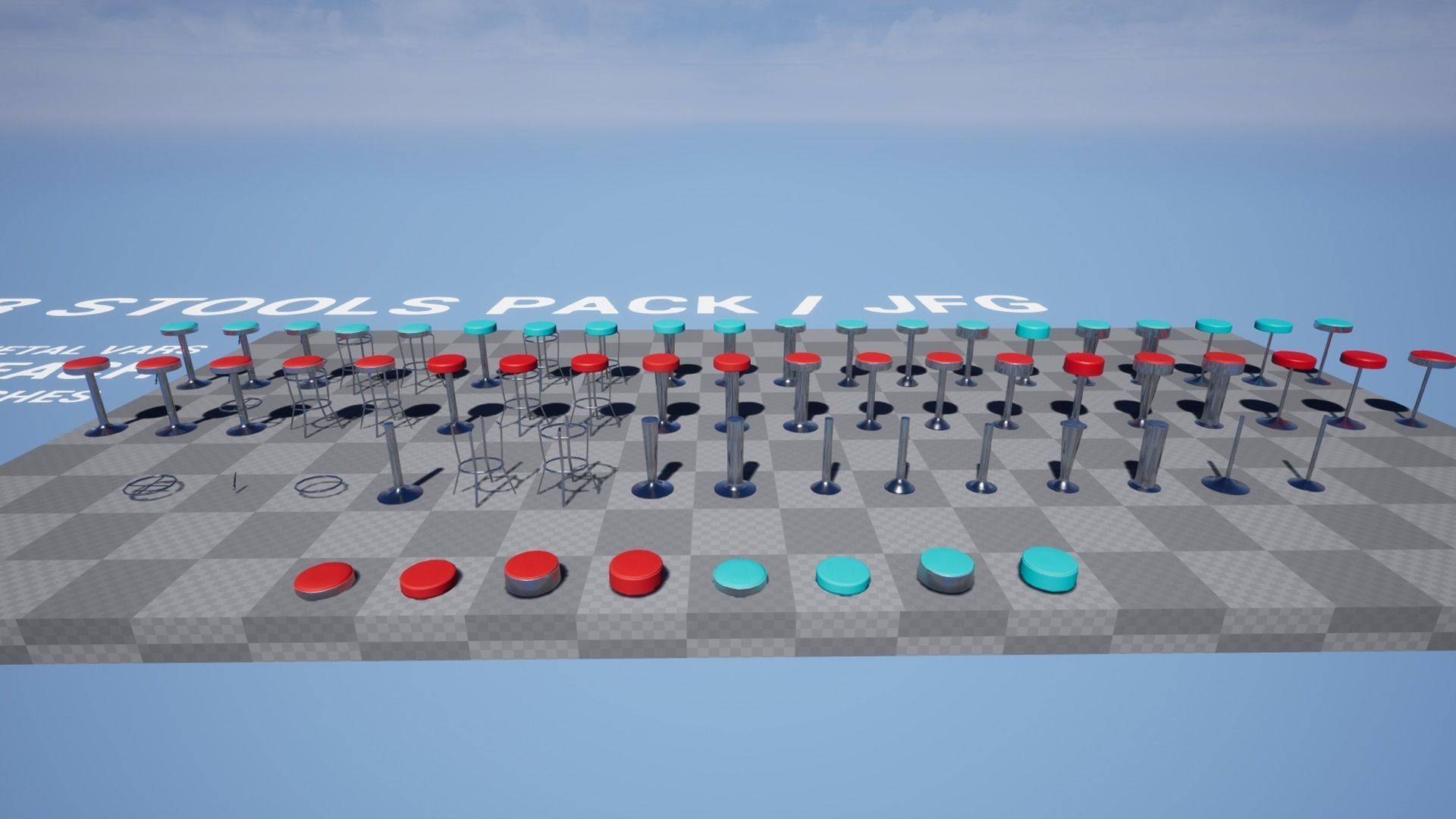 Diner Stools Pack JFG V3 - REV2 Low-poly 3D model_26