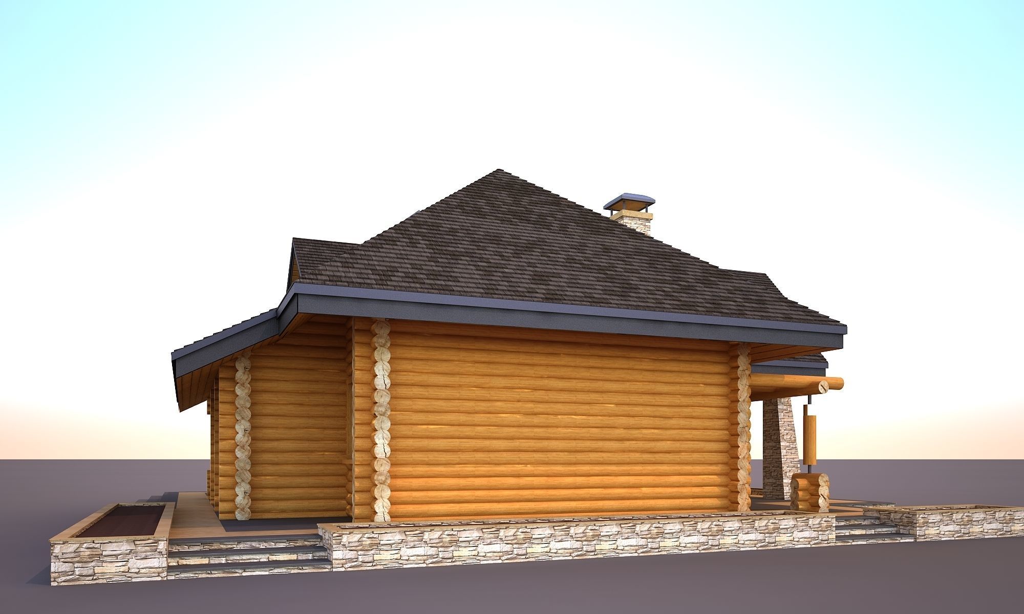 Wood house model 3d dom56 3D model 3D model 3D model_4