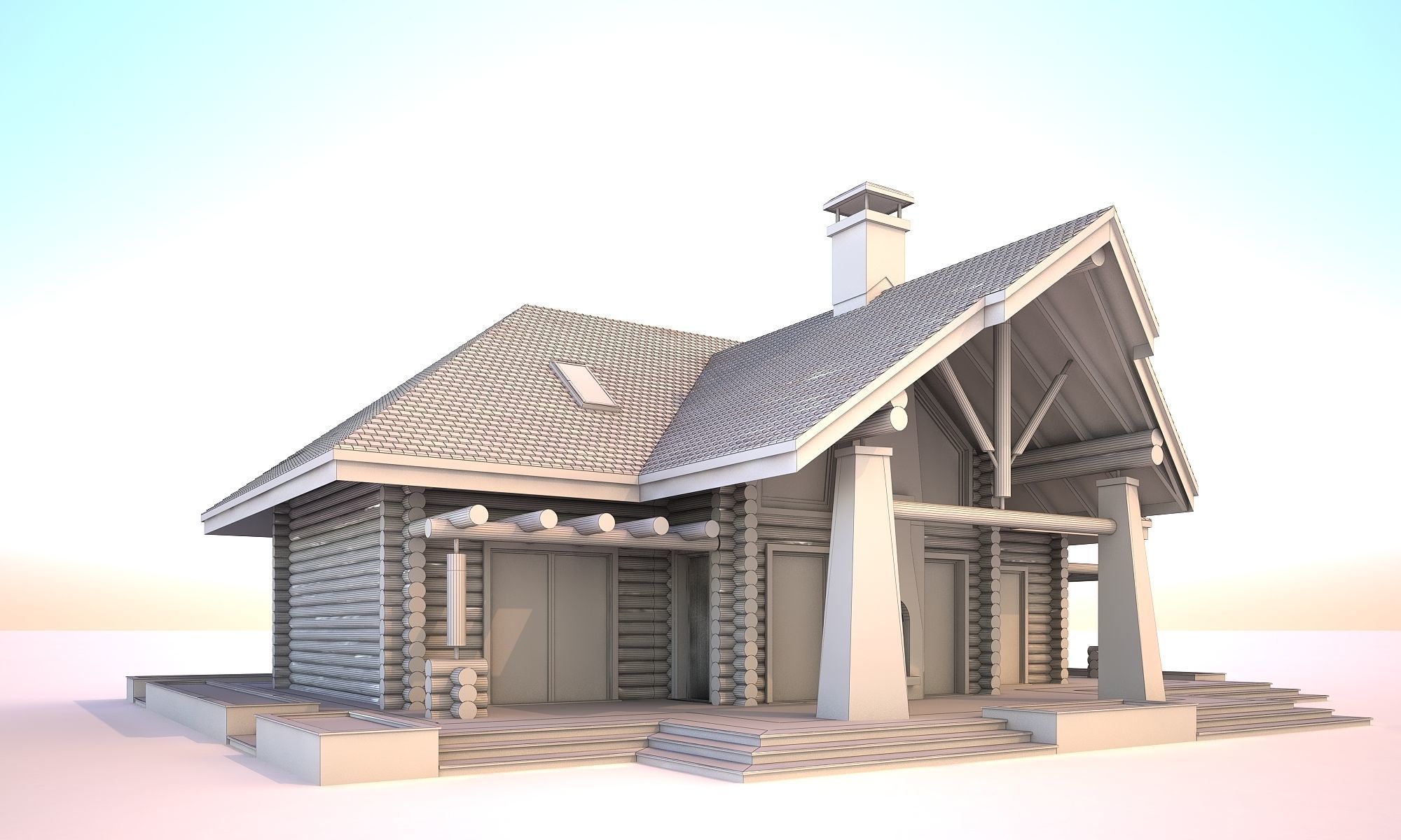 Wood house model 3d dom56 3D model 3D model 3D model_5