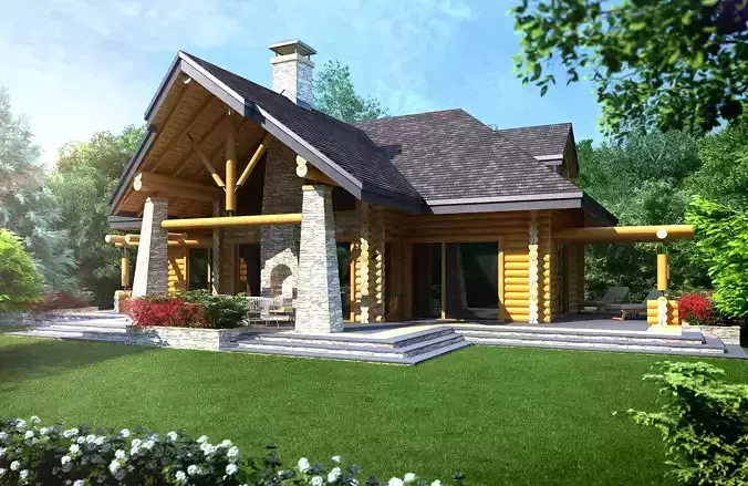 Wood house model 3d dom56 3D model 3D model