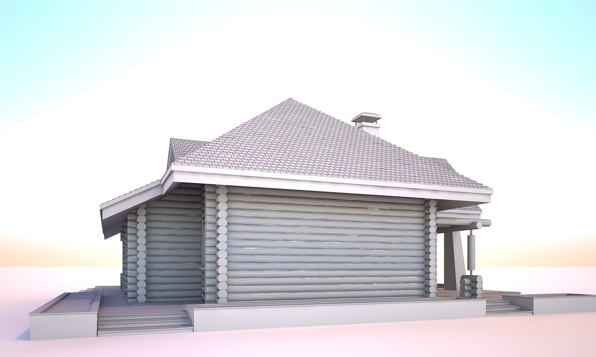 Wood house model 3d dom56 3D model 3D model 3D model_8