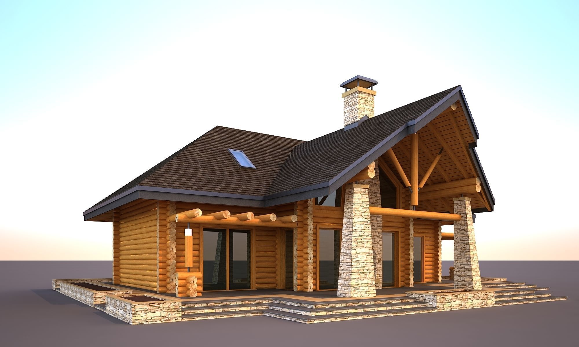 Wood house model 3d dom56 3D model 3D model 3D model_1