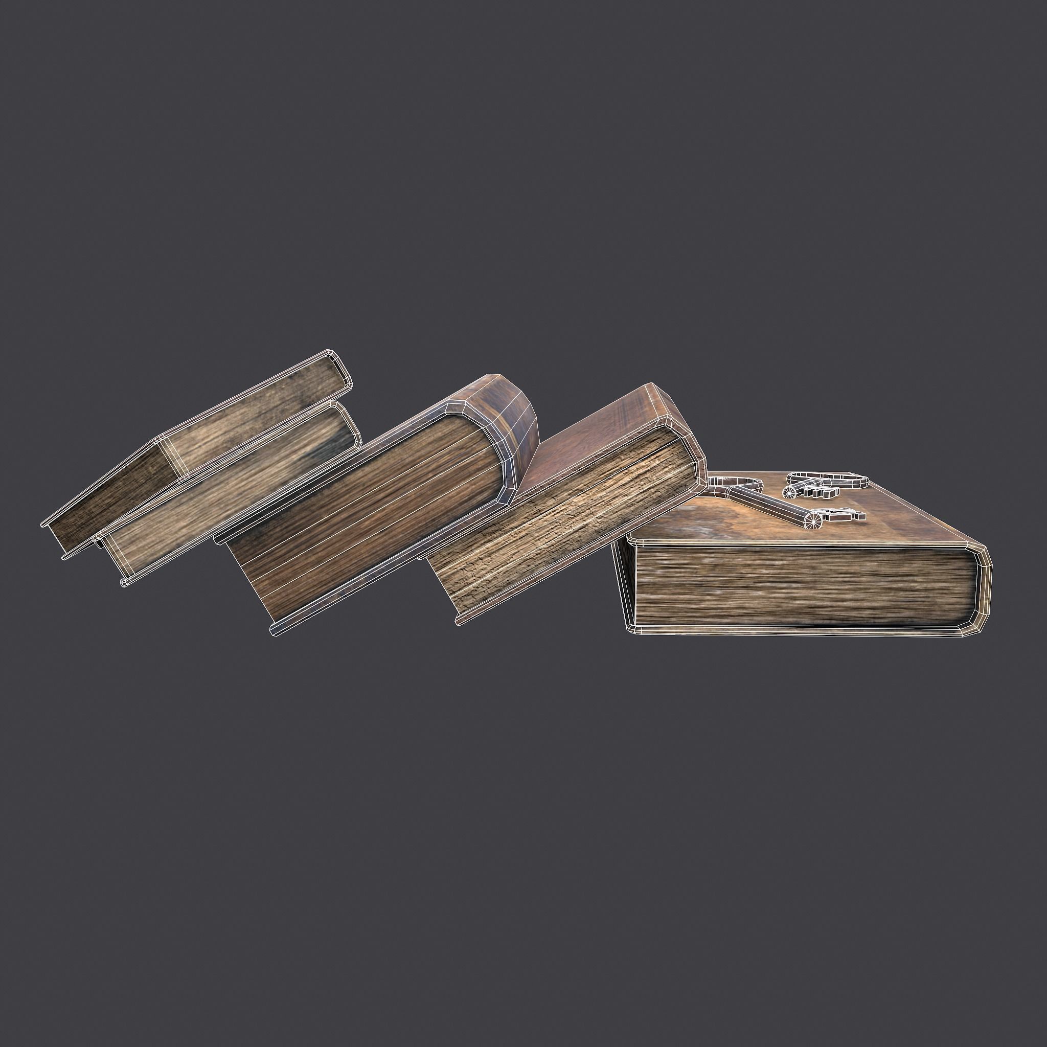 Medieval Books and Key  Low-poly 3D model_25