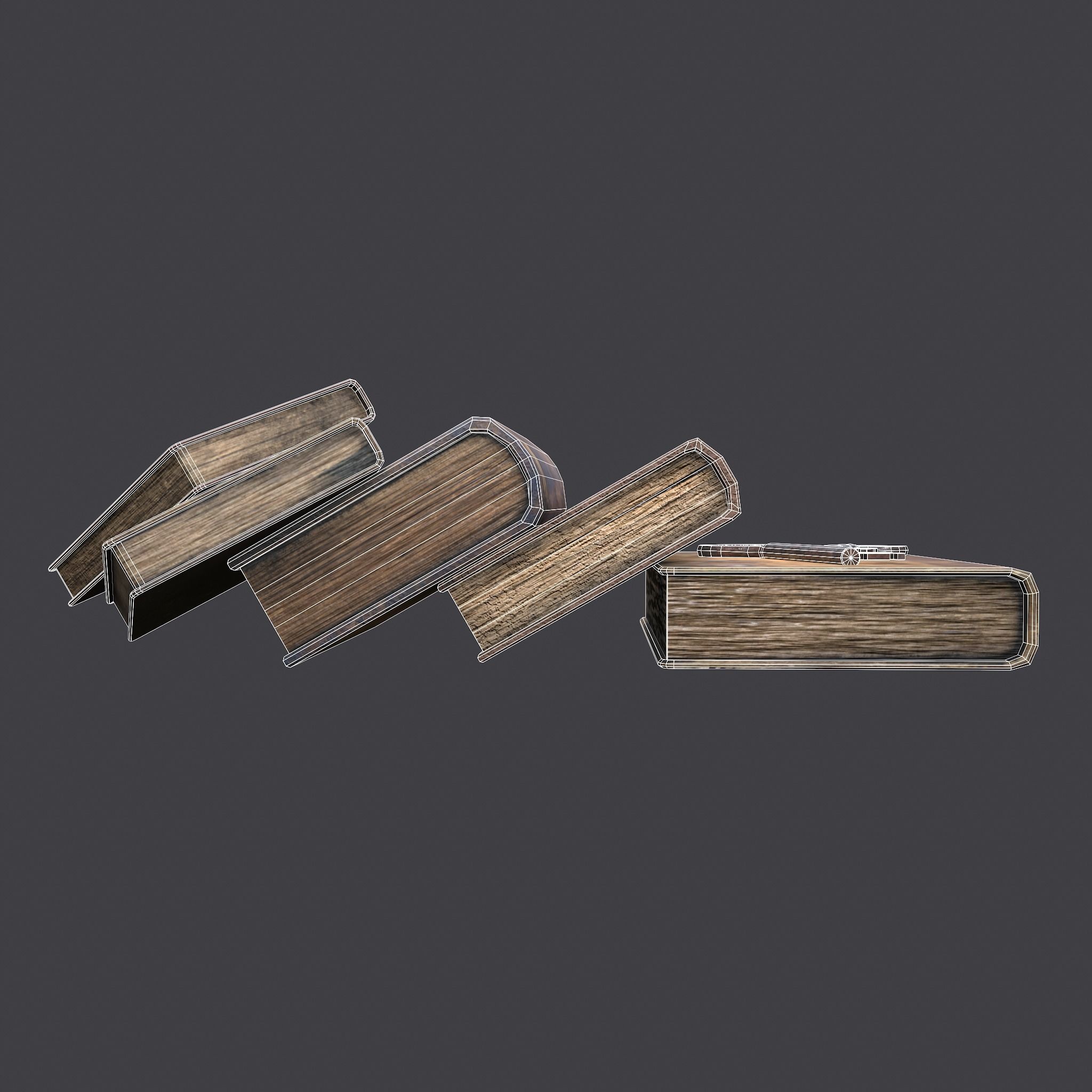 Medieval Books and Key  Low-poly 3D model_26