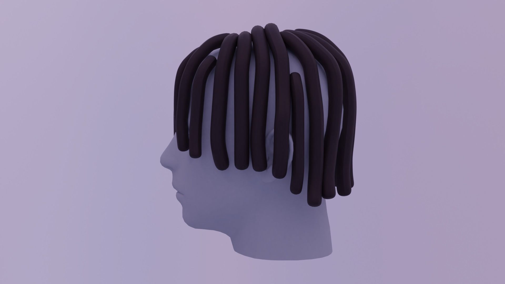 Low Poly Toon Short Dreads Hairstyle Free low-poly 3D model_2