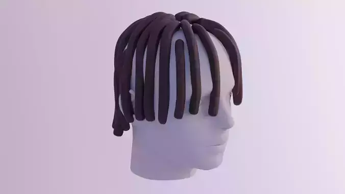 Low Poly Toon Short Dreads Hairstyle Free low-poly 3D model