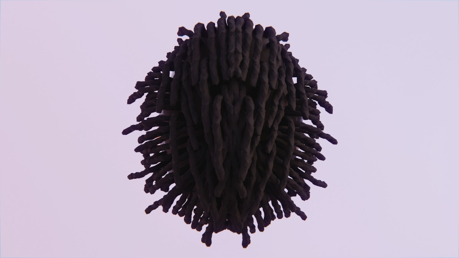 Short Dreads Style 2 Low-poly 3D model_4