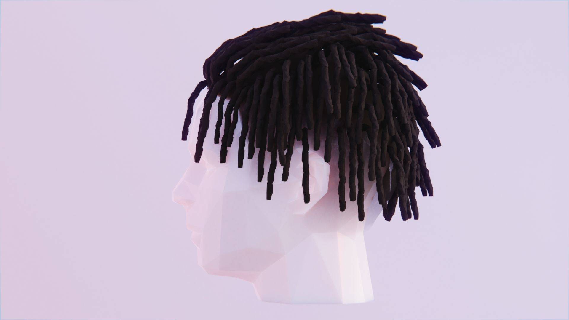 Short Dreads Style 2 Low-poly 3D model_2