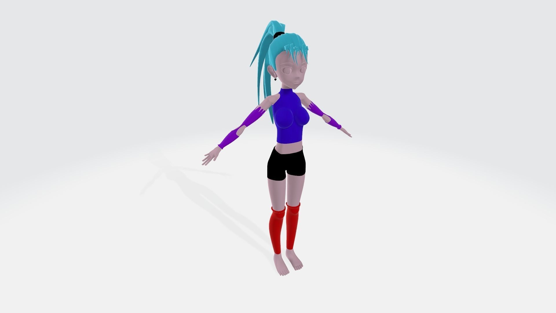 anime character female 3D model_4