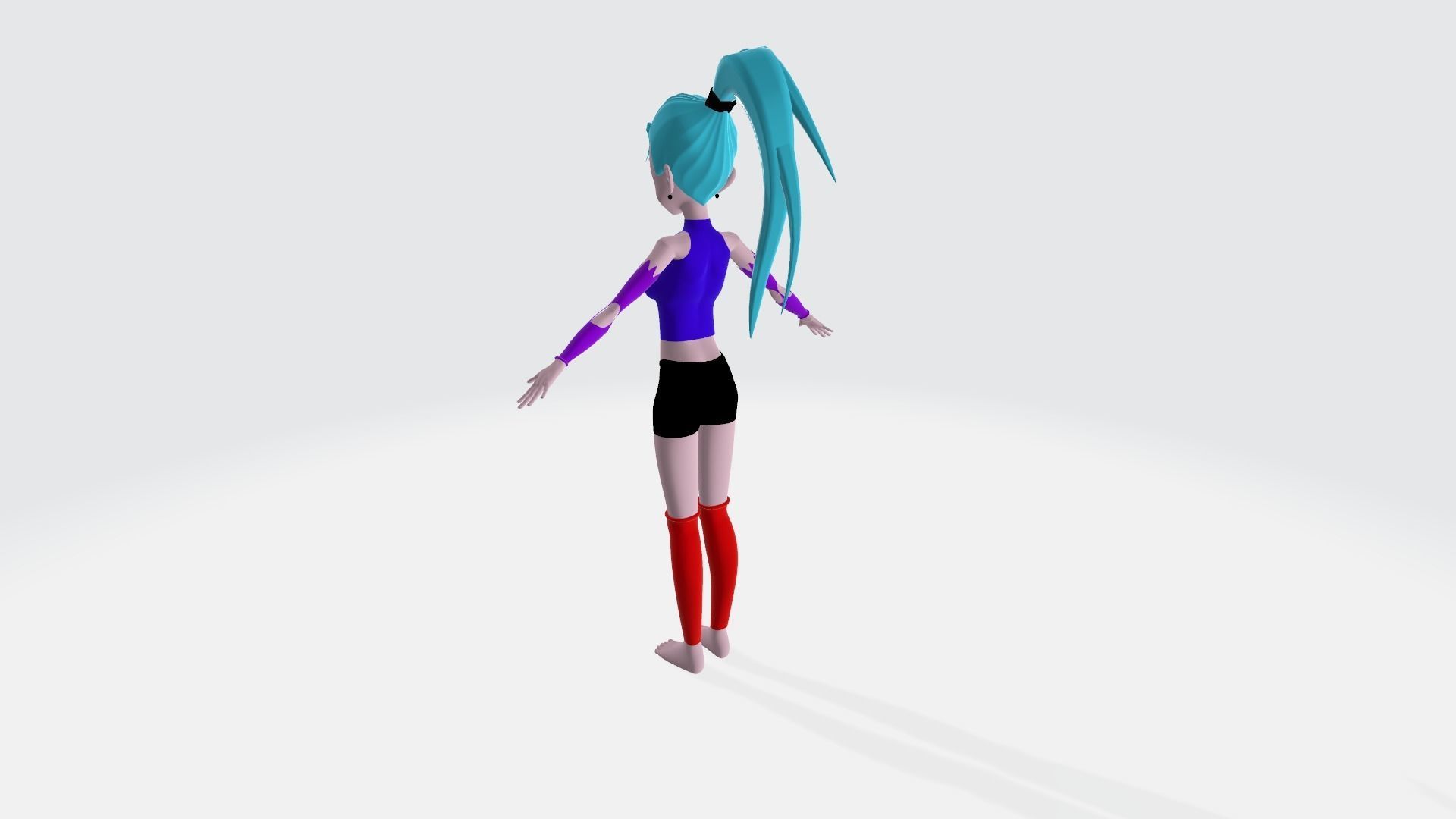 anime character female 3D model_2