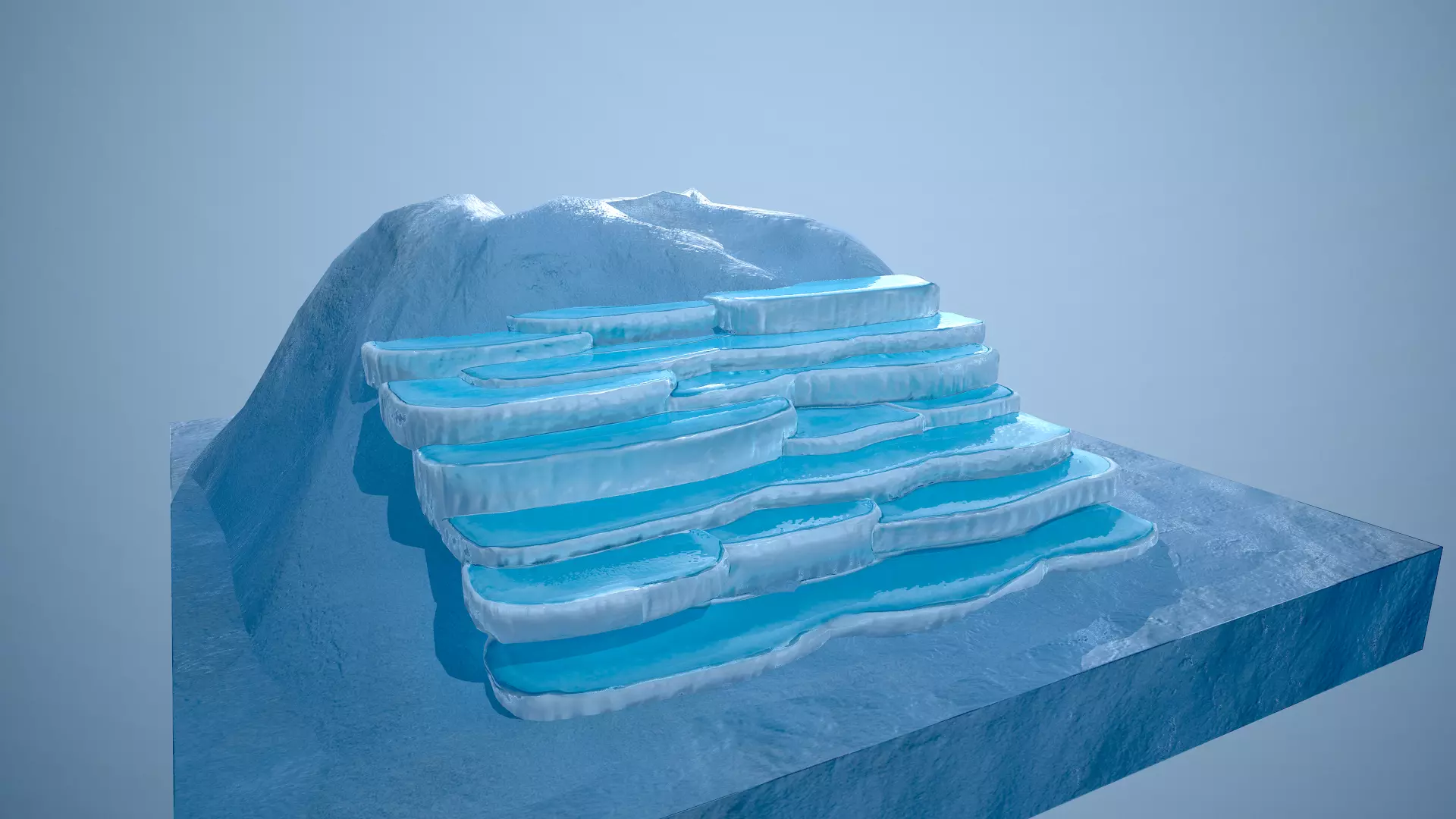 Stylized Pamukkale Travertines Low-poly 3D model