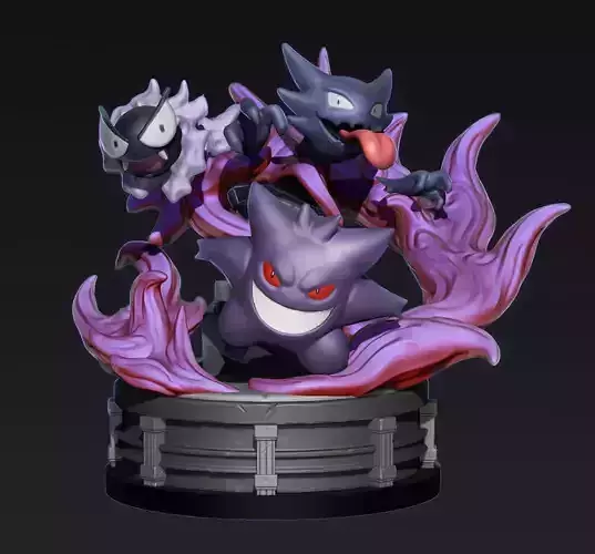 GENGAR EVOLUTION DIORAMA POKEMON 3D print model