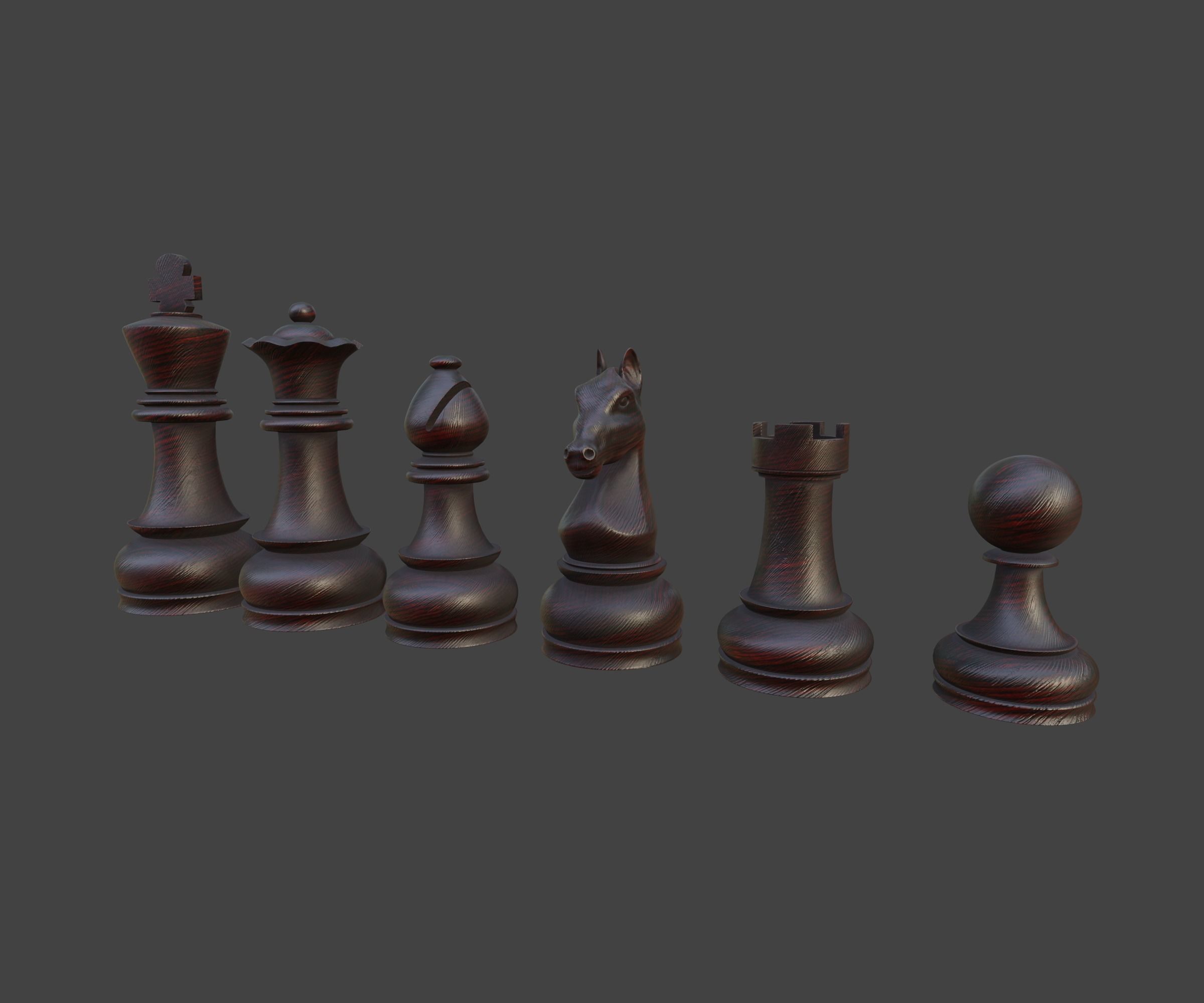 Set of wooden chess 3D model_26