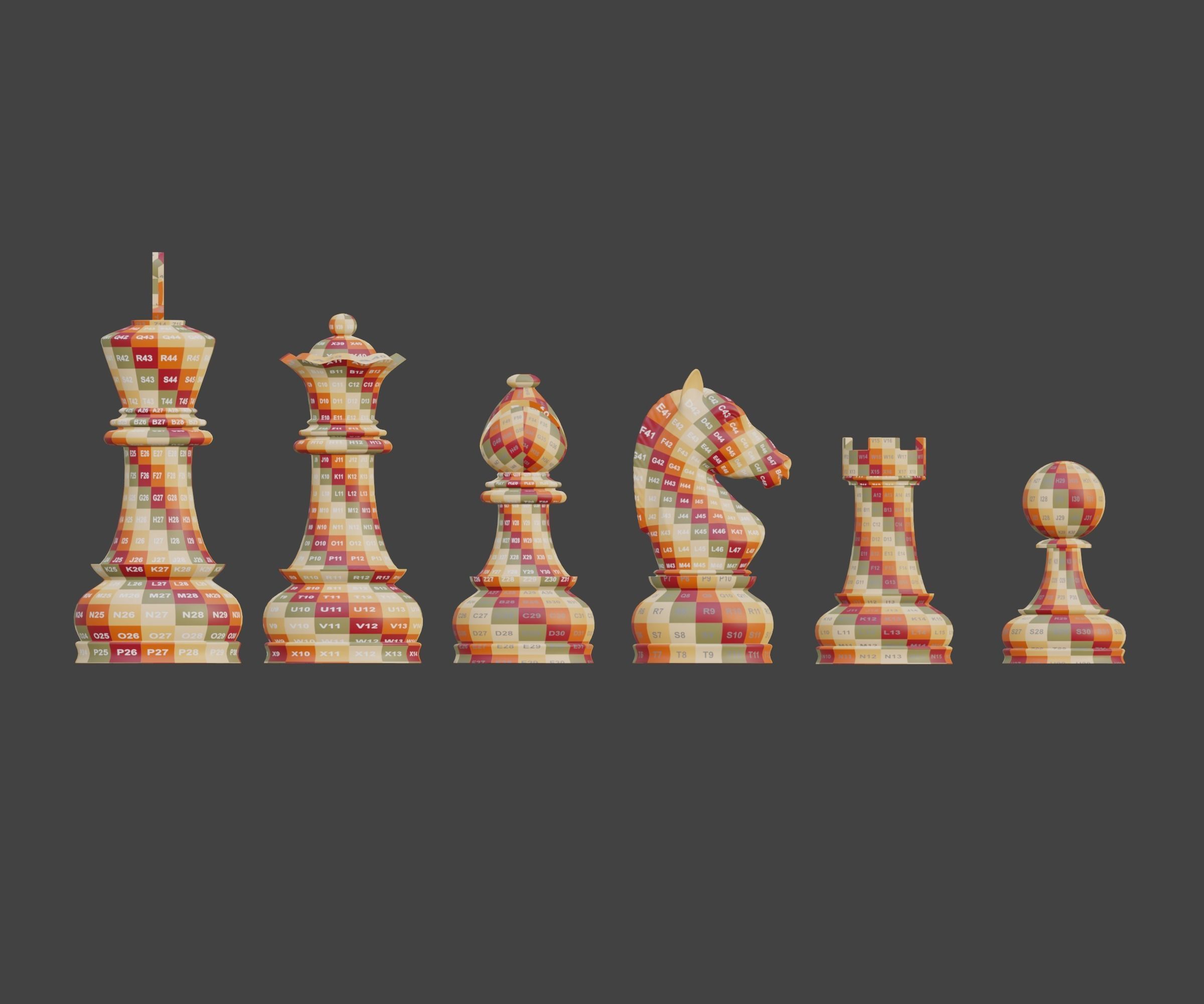 Set of wooden chess 3D model_15