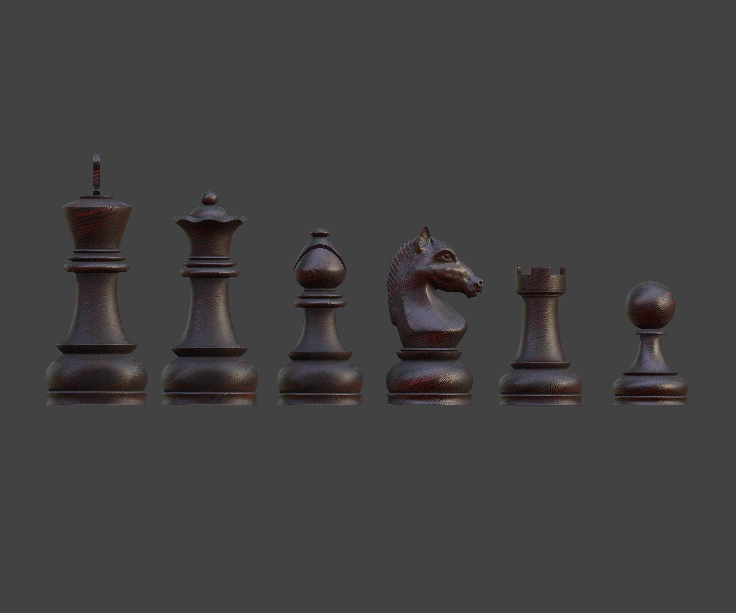 Set of wooden chess 3D model_11