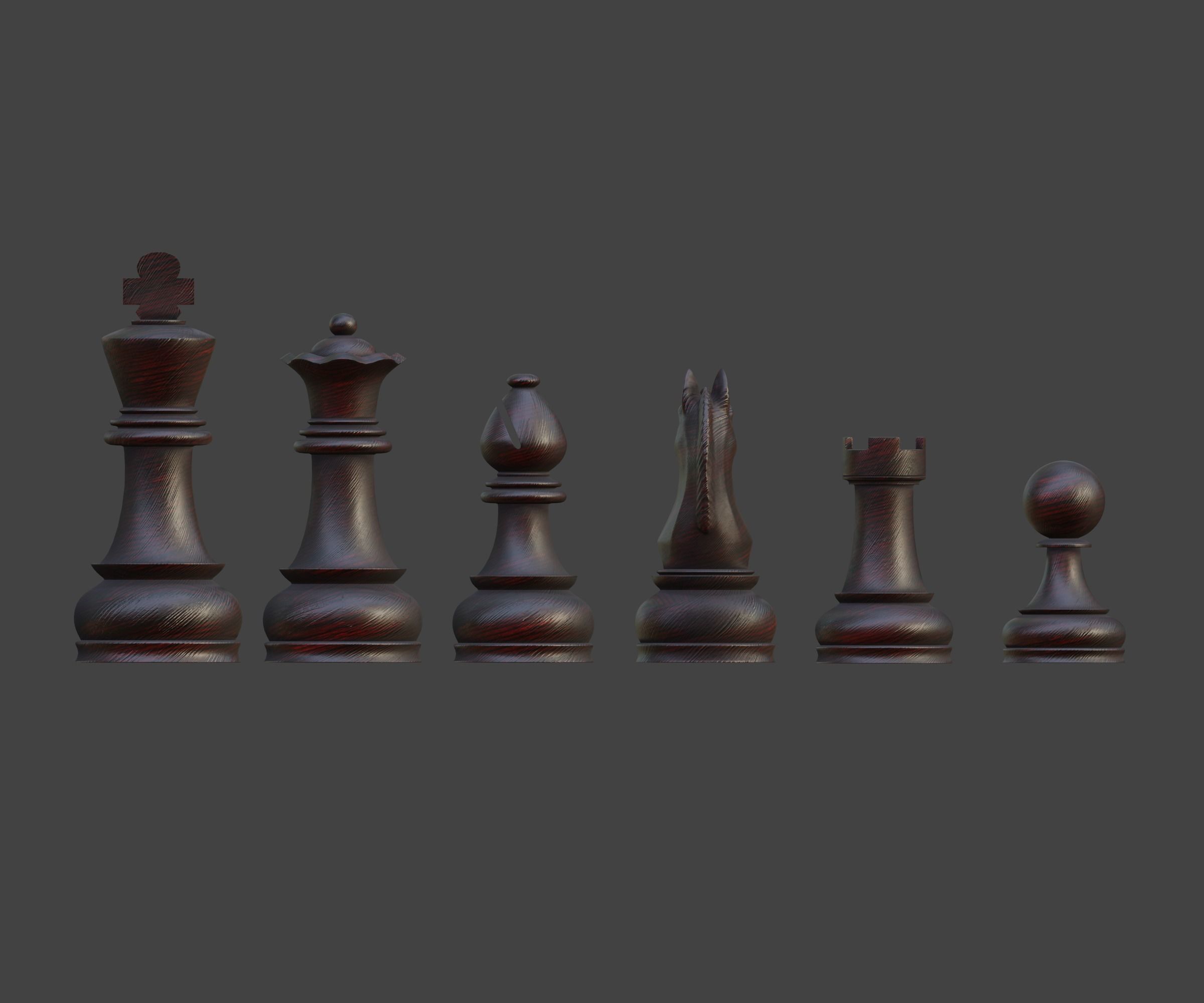 Set of wooden chess 3D model_6