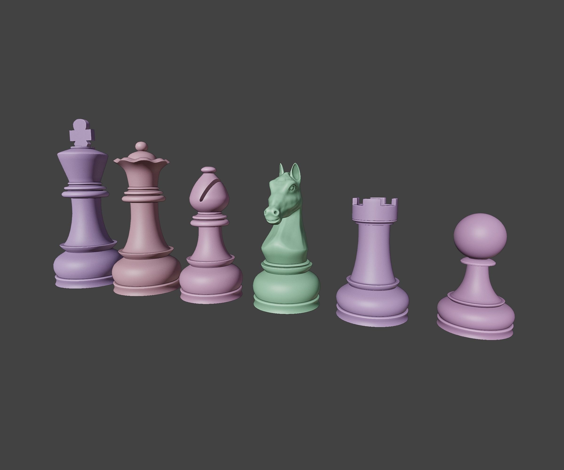Set of wooden chess 3D model_28