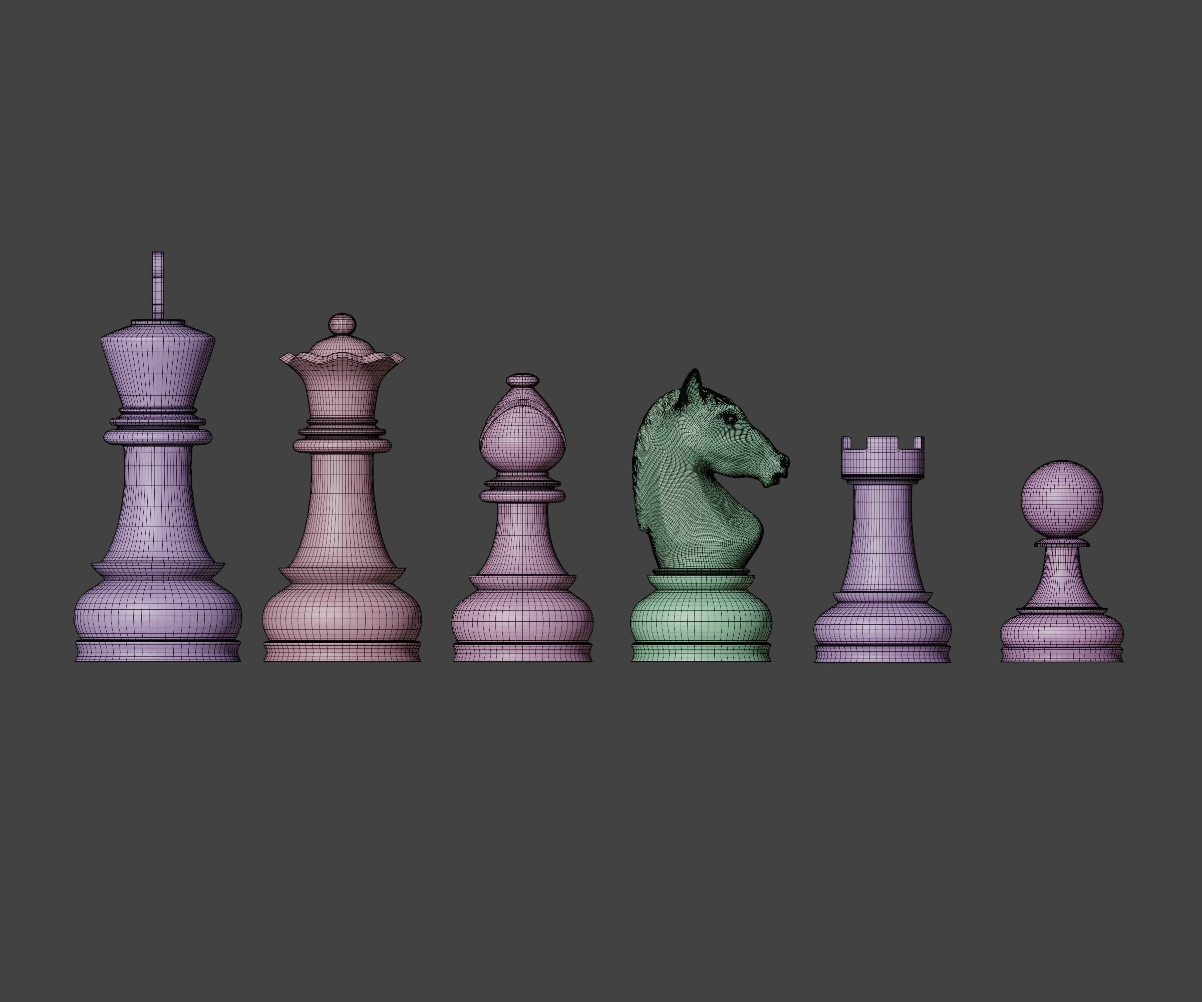 Set of wooden chess 3D model_14