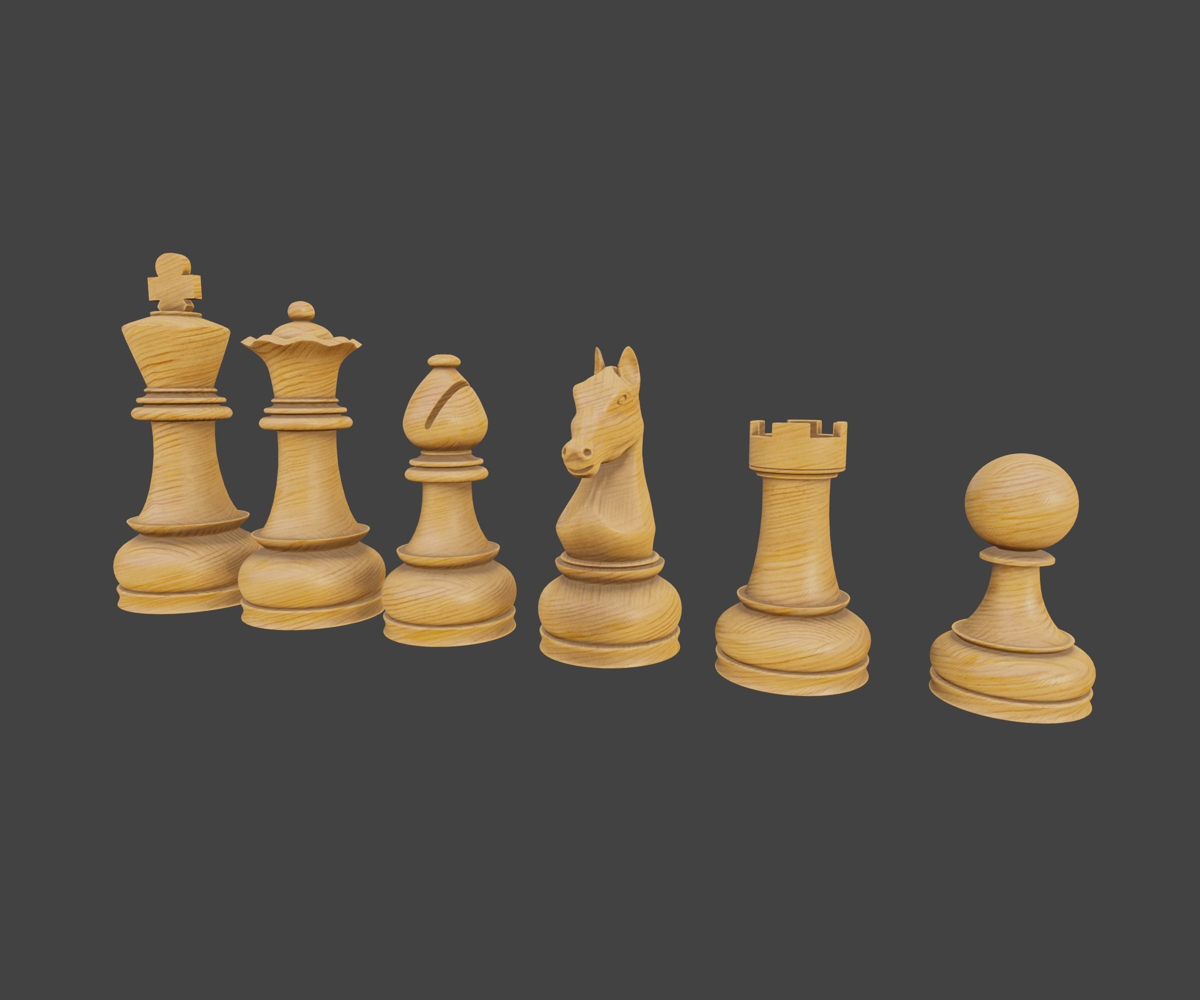 Set of wooden chess 3D model_27