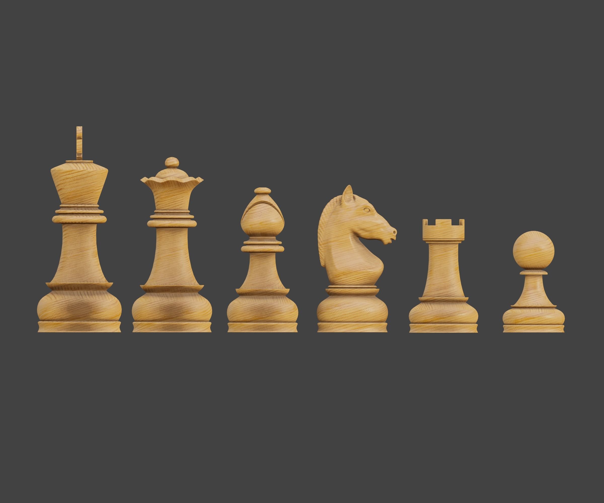 Set of wooden chess 3D model_12