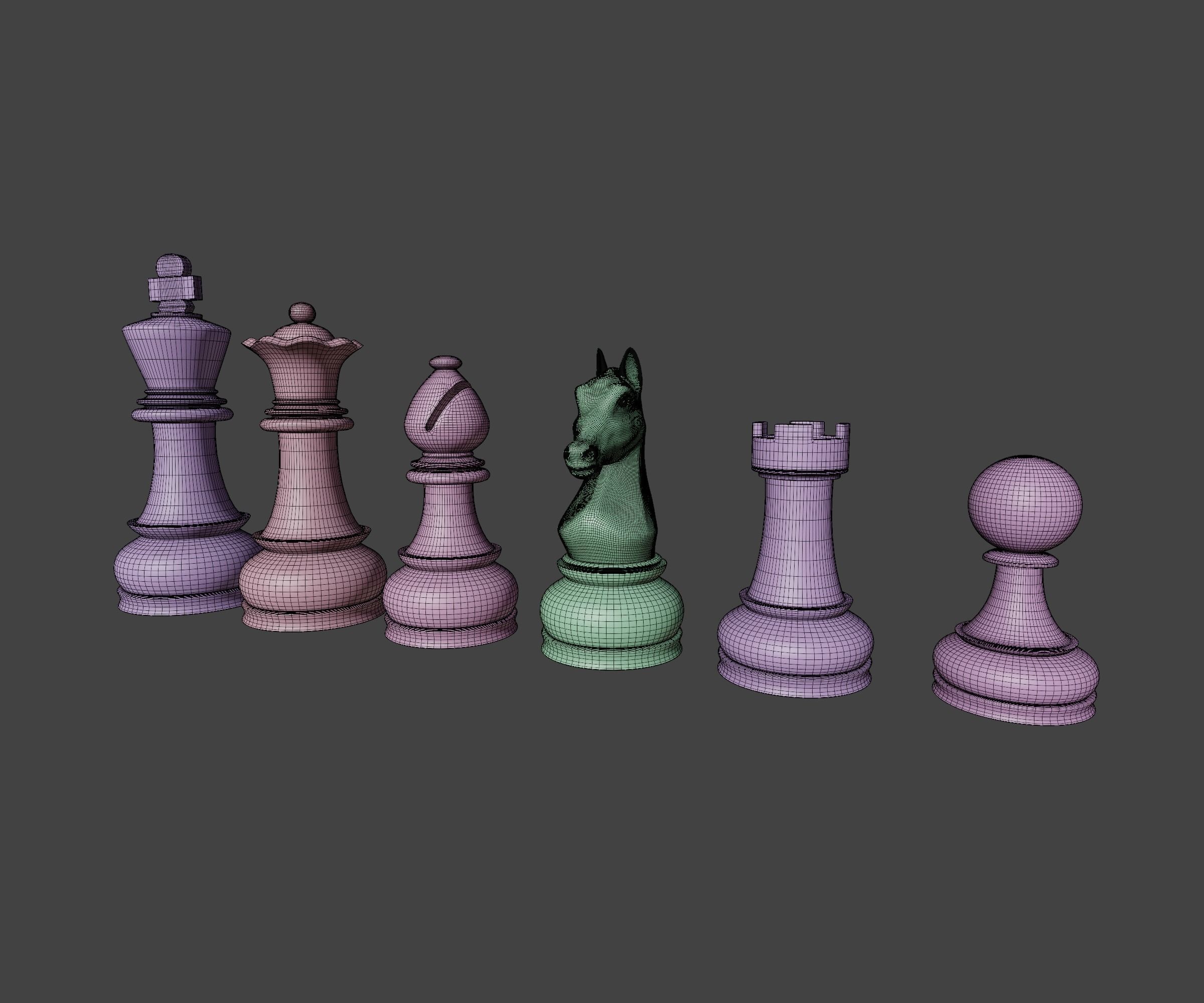 Set of wooden chess 3D model_29