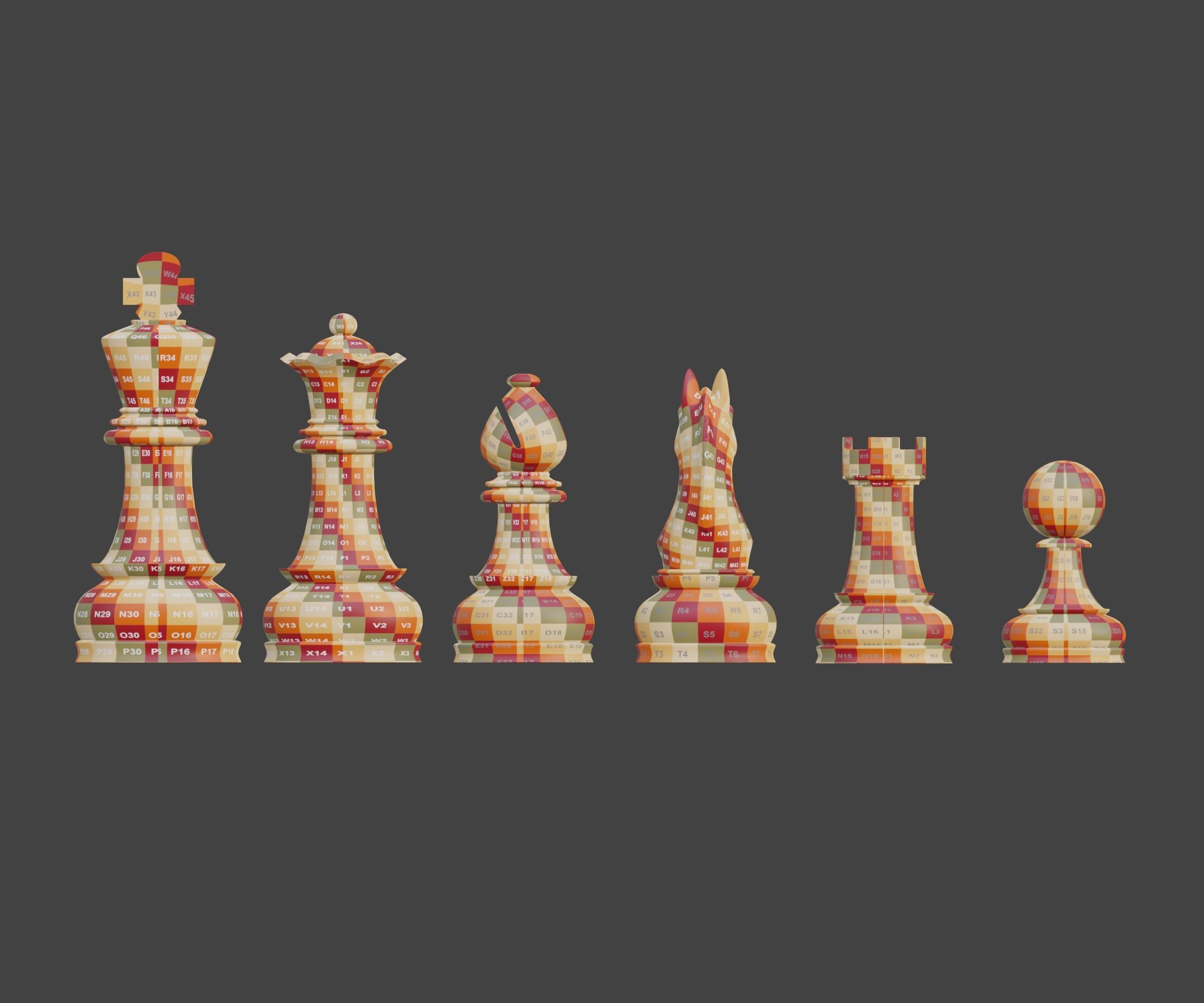 Set of wooden chess 3D model_10