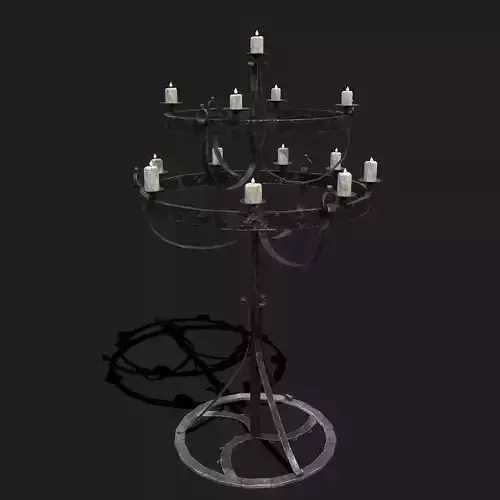 Medieval Standing Candle Chandelier Low-poly 3D model