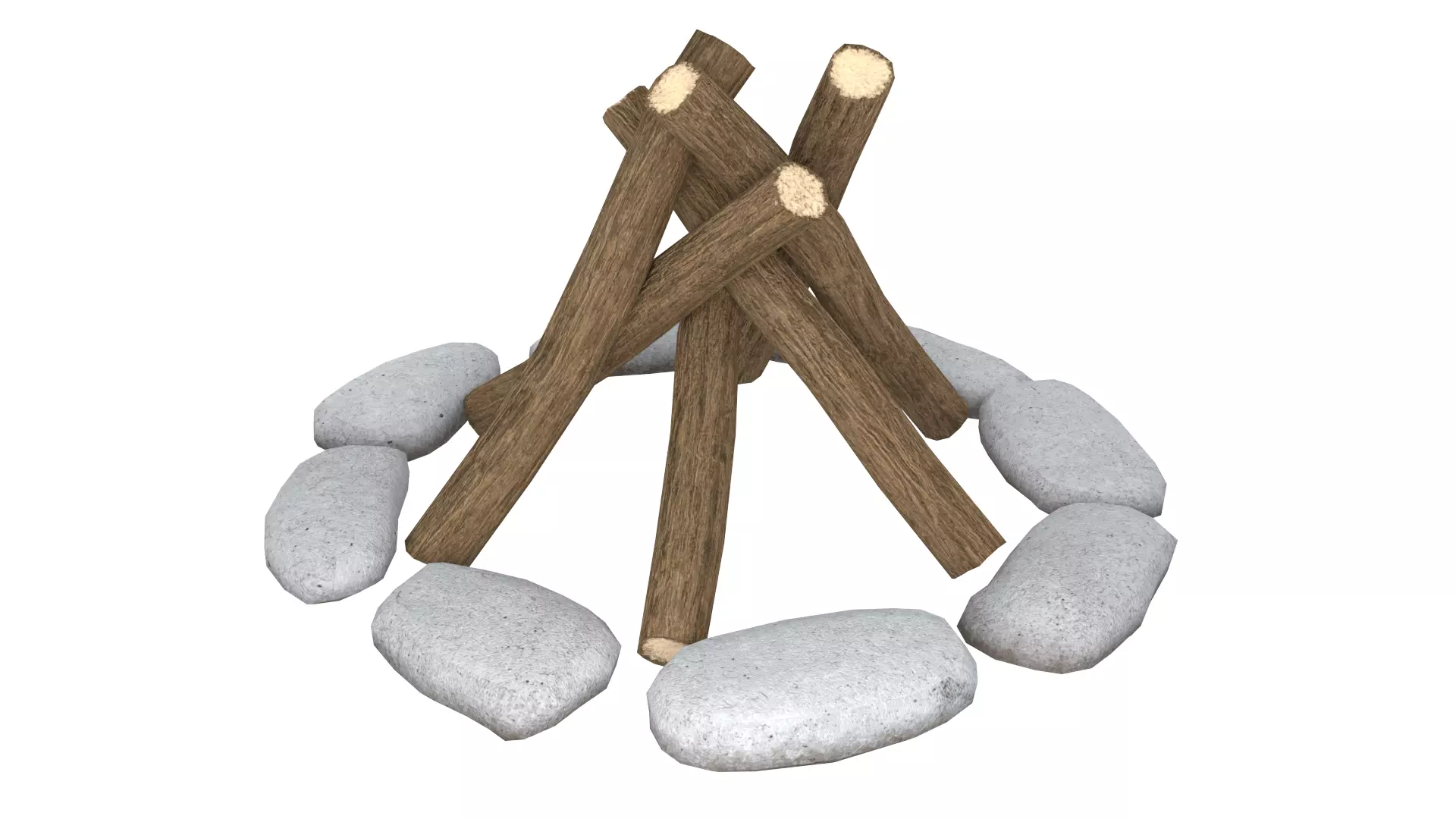 Bonfire  Low-poly 3D model_0