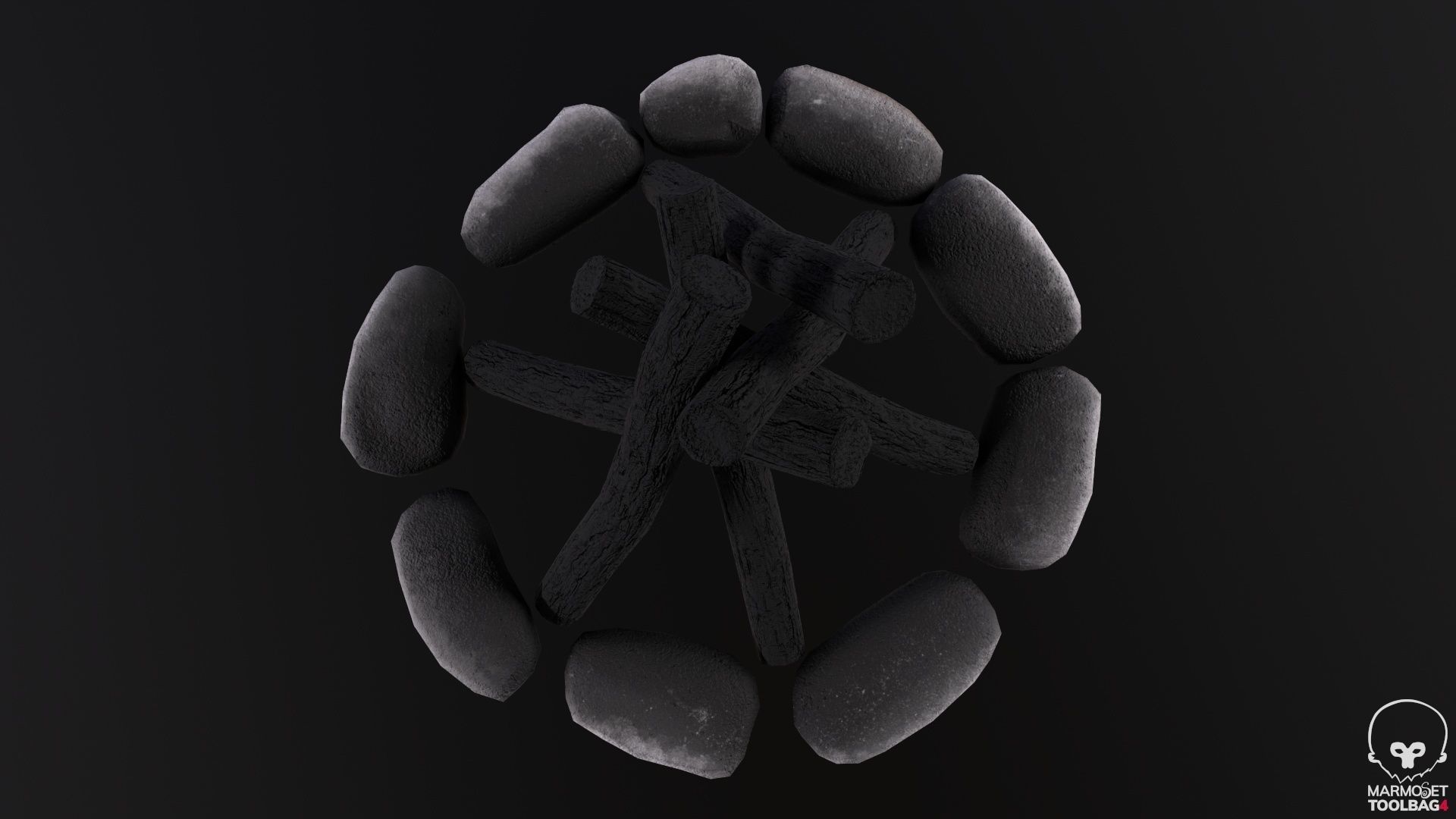 Bonfire  Low-poly 3D model_11