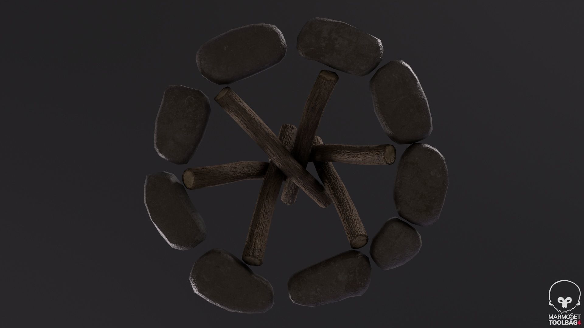 Bonfire  Low-poly 3D model_7