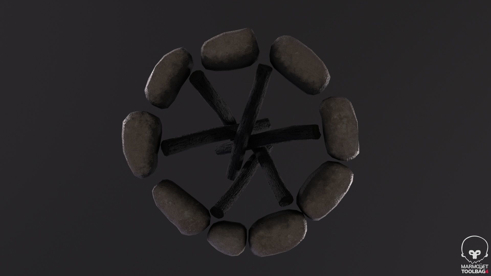 Bonfire  Low-poly 3D model_10