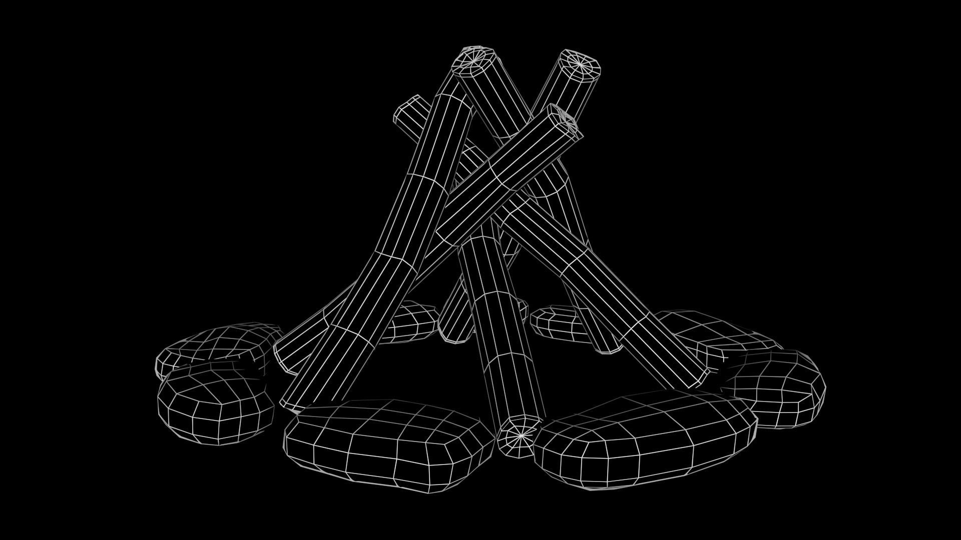 Bonfire  Low-poly 3D model_12