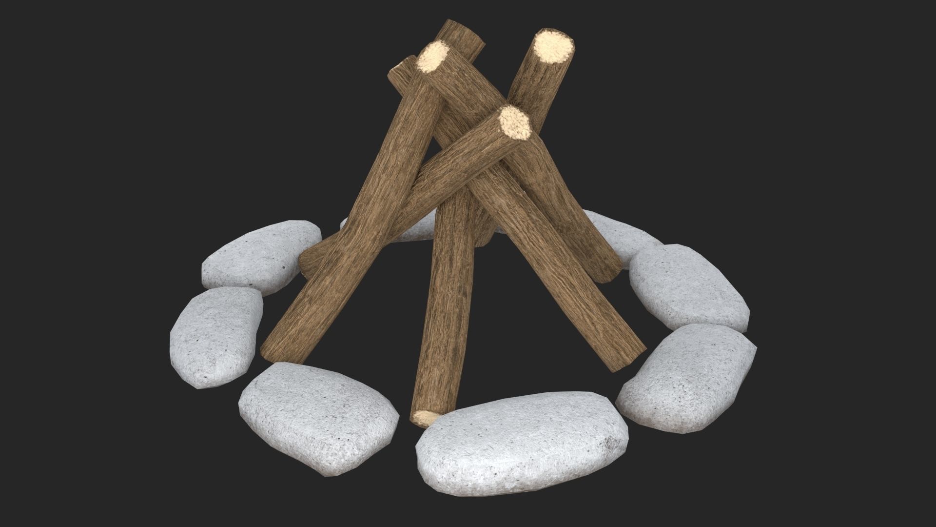 Bonfire  Low-poly 3D model_3