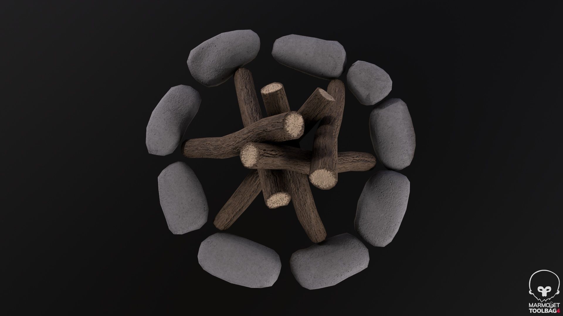 Bonfire  Low-poly 3D model_8