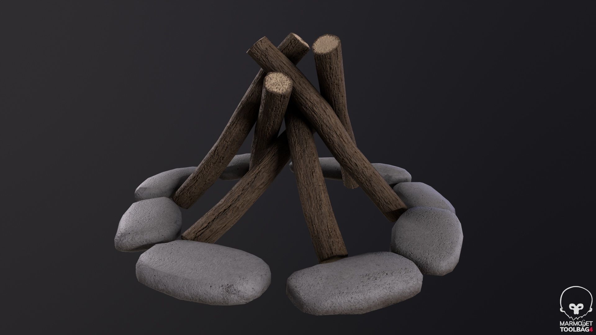 Bonfire  Low-poly 3D model_6