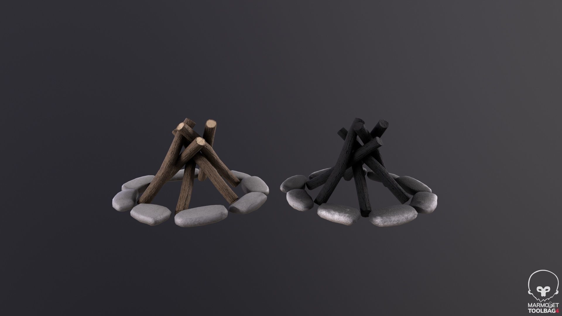 Bonfire  Low-poly 3D model_4