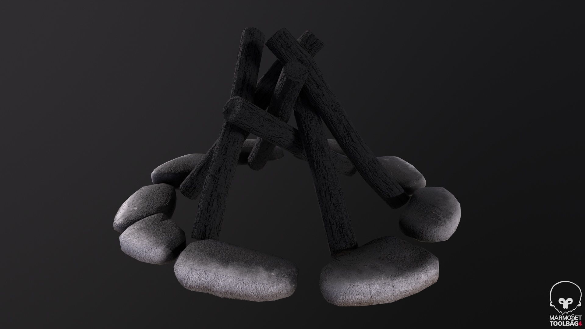 Bonfire  Low-poly 3D model_9