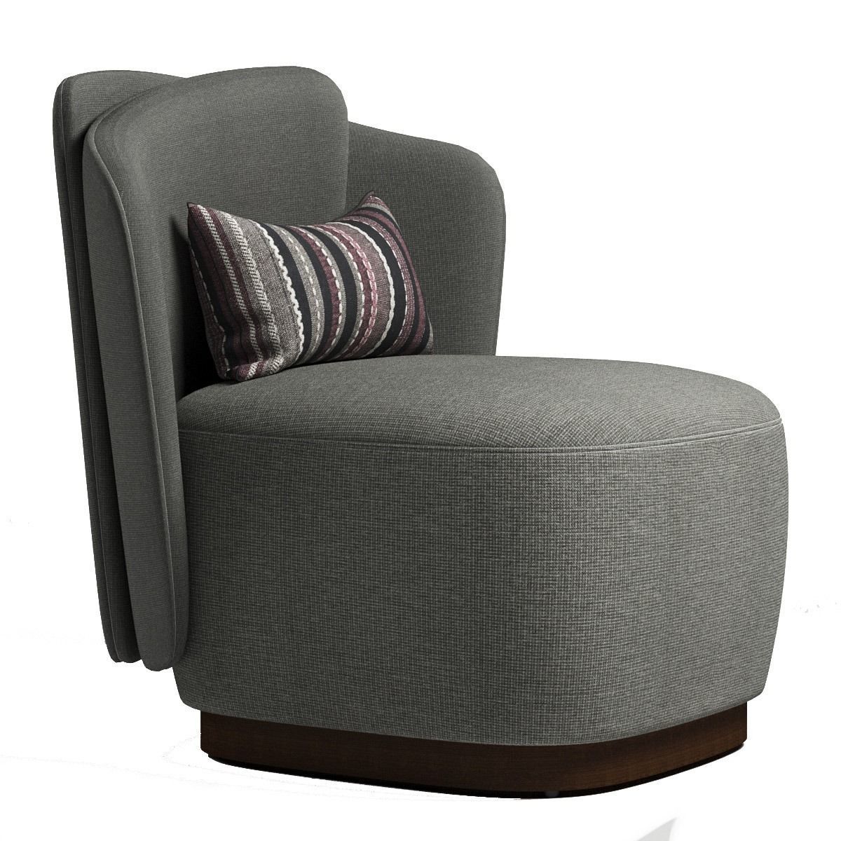 Armchair lounge chair with cushion Low-poly 3D model_2