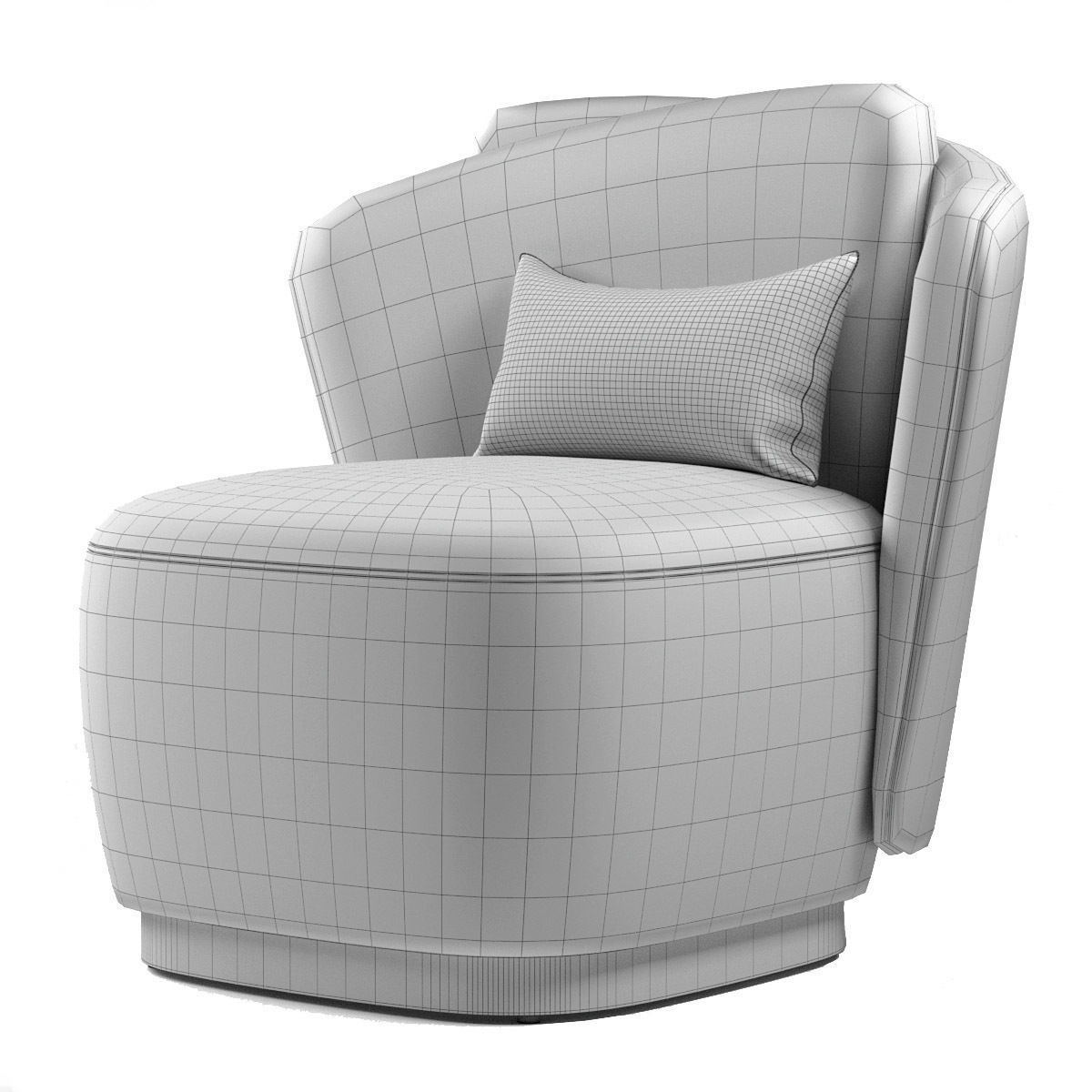 Armchair lounge chair with cushion Low-poly 3D model_4