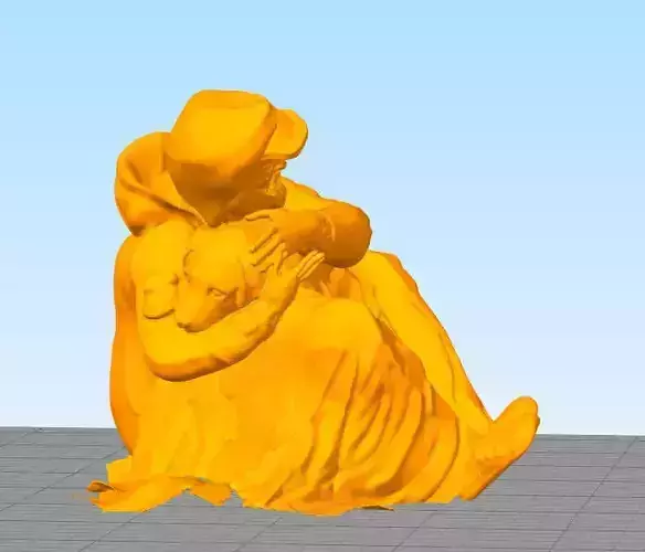 homeless man with dog 3D print model