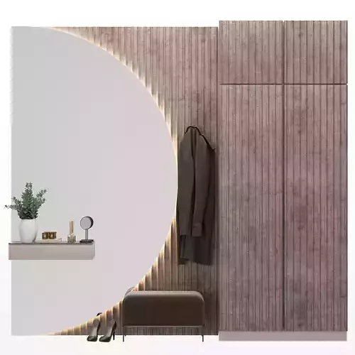 Hallway table with plant and mirror