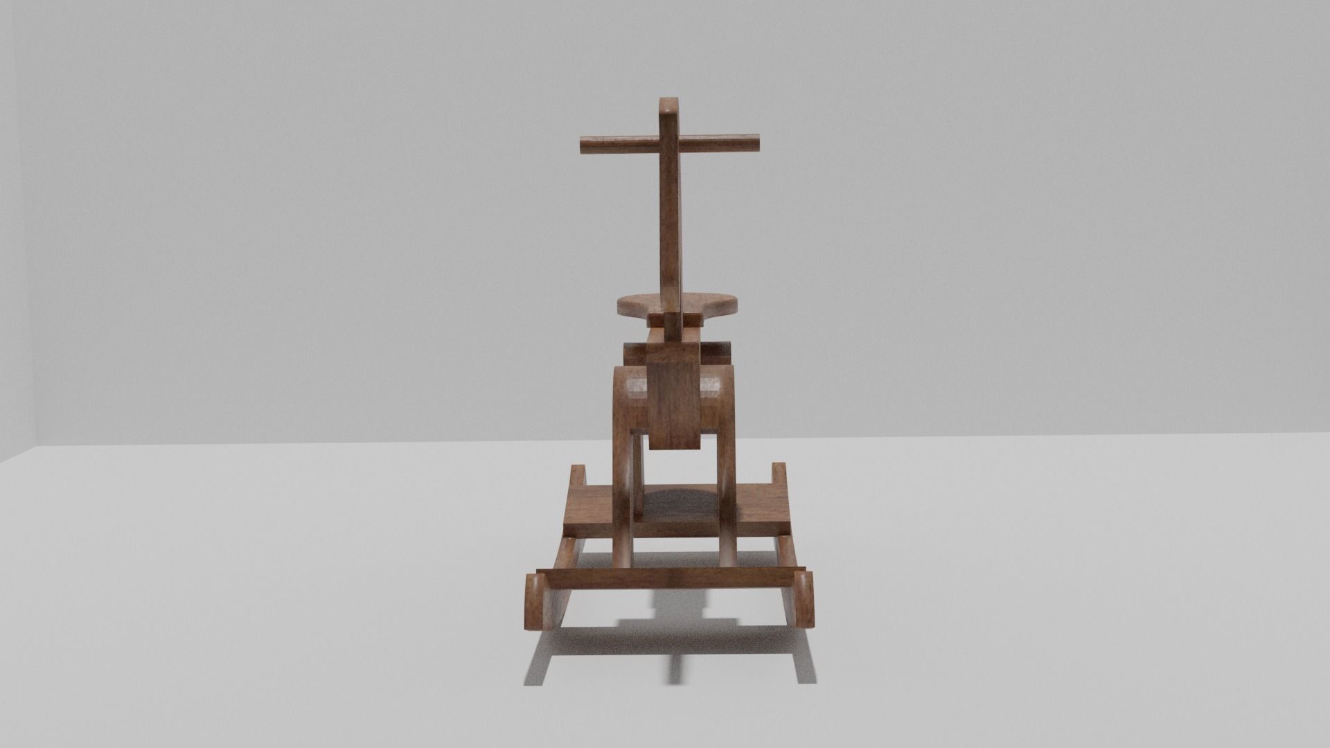 Wooden Rocking Horse Low-poly 3D model_4