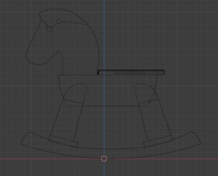 Wooden Rocking Horse Low-poly 3D model_10