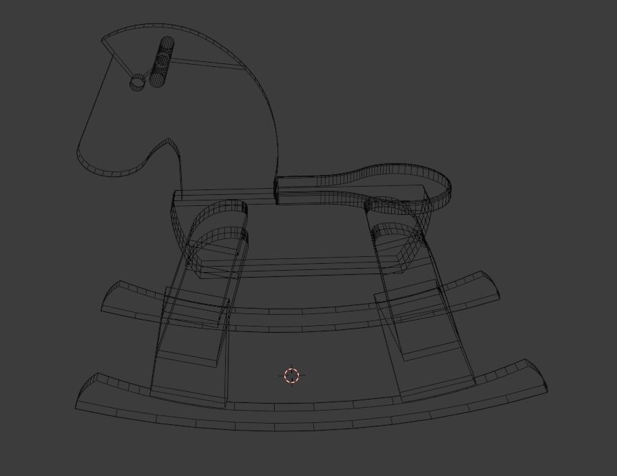 Wooden Rocking Horse Low-poly 3D model_12