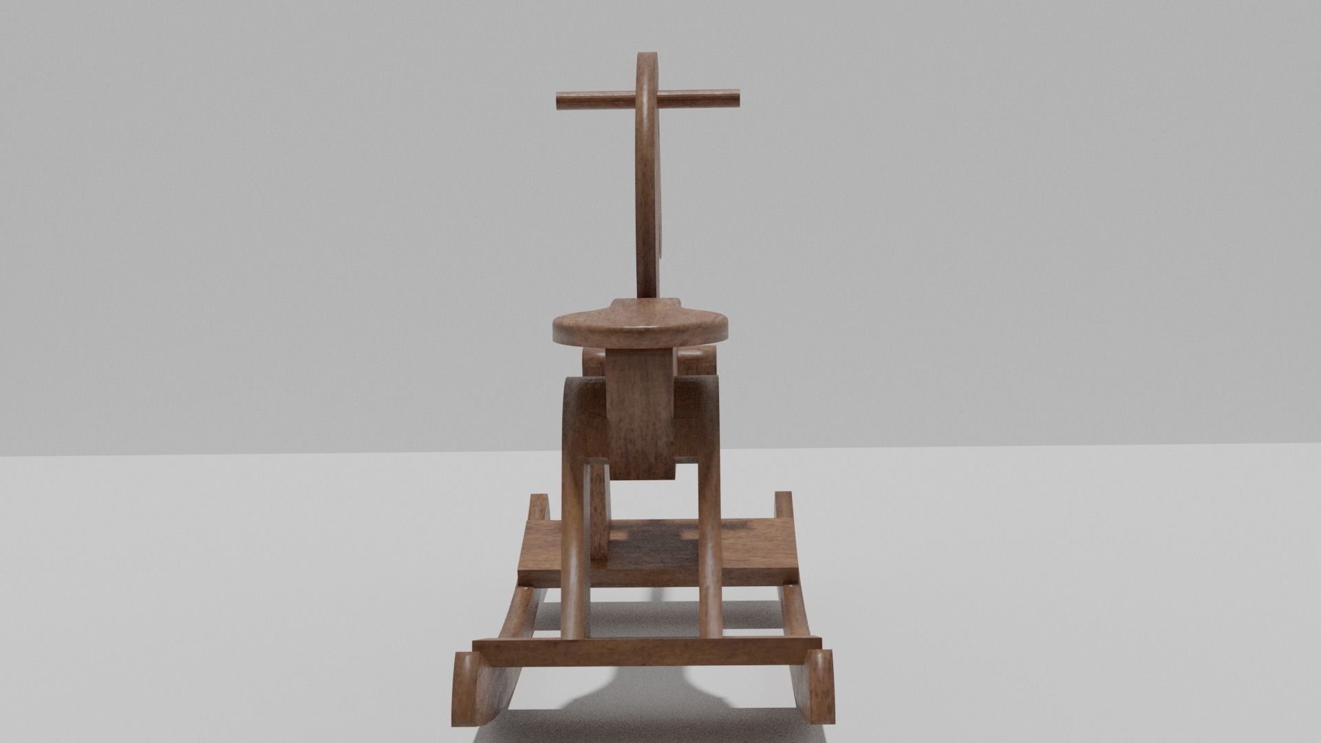 Wooden Rocking Horse Low-poly 3D model_9