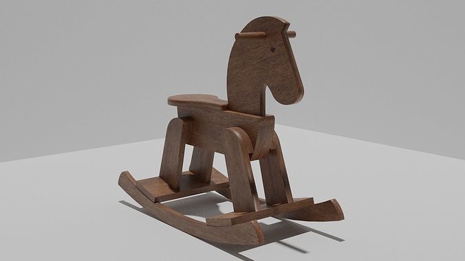 Wooden Rocking Horse Low-poly 3D model