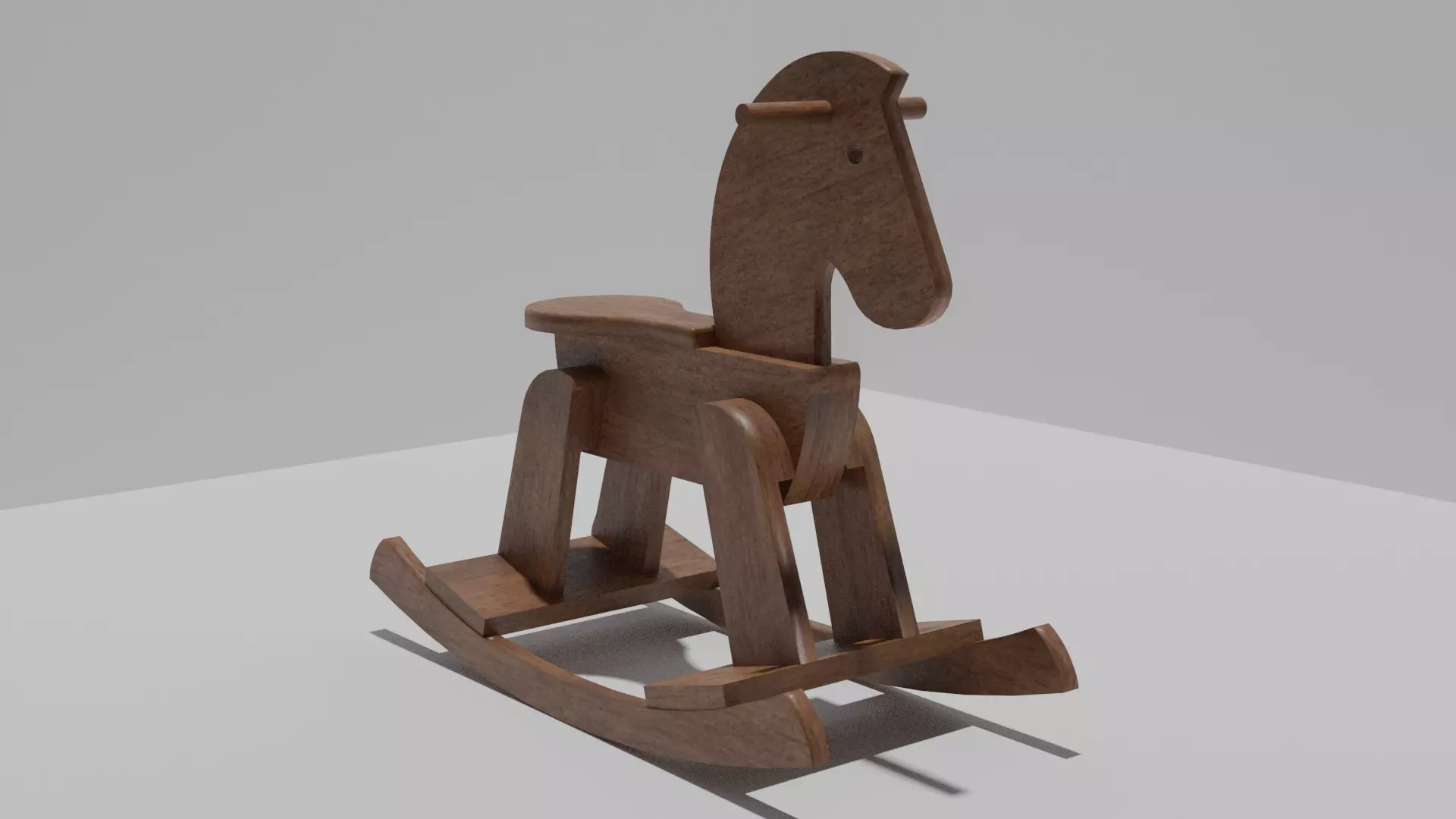 Wooden Rocking Horse Low-poly 3D model_0